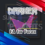 Darker EA MT4 running on an M5 MetaTrader 4 chart, showing automated trade entries with fixed Stop Loss and Take Profit levels.