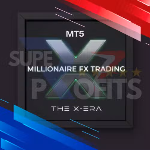 MFXT GOLD AI X1 MT5 (4) MFXT GOLD AI X1 MT5 logo with MT5 Millionaire FX Trading The X-Era branding, futuristic green neon X design with Super Profits text overlay