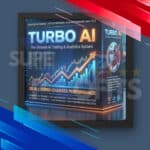 Official 3D software box cover for the Turbo AI EA MT5 featuring advanced AI analytics and algorithmic trading graphs.