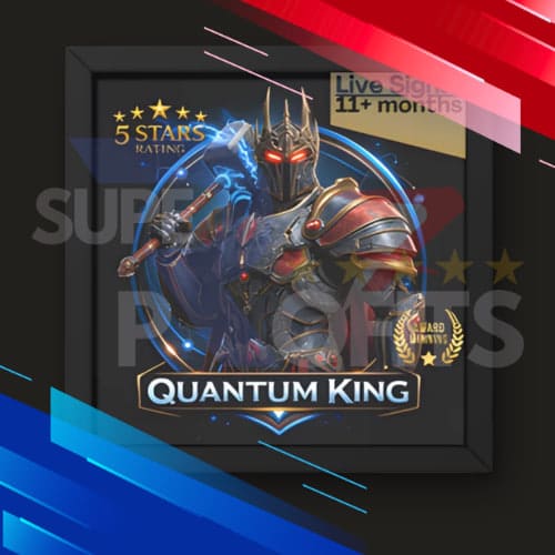 Automated Forex robot Quantum King EA MT5 executing algorithmic trades on the AUDCAD M5 currency pair.