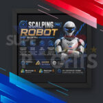 Scalping Robot Pro MT5 official branding cover showing a high tech white robot over a blue trend chart