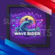 Wave Rider EA MT5 official brand cover artwork showing a high tech white robot surfing blue financial bars