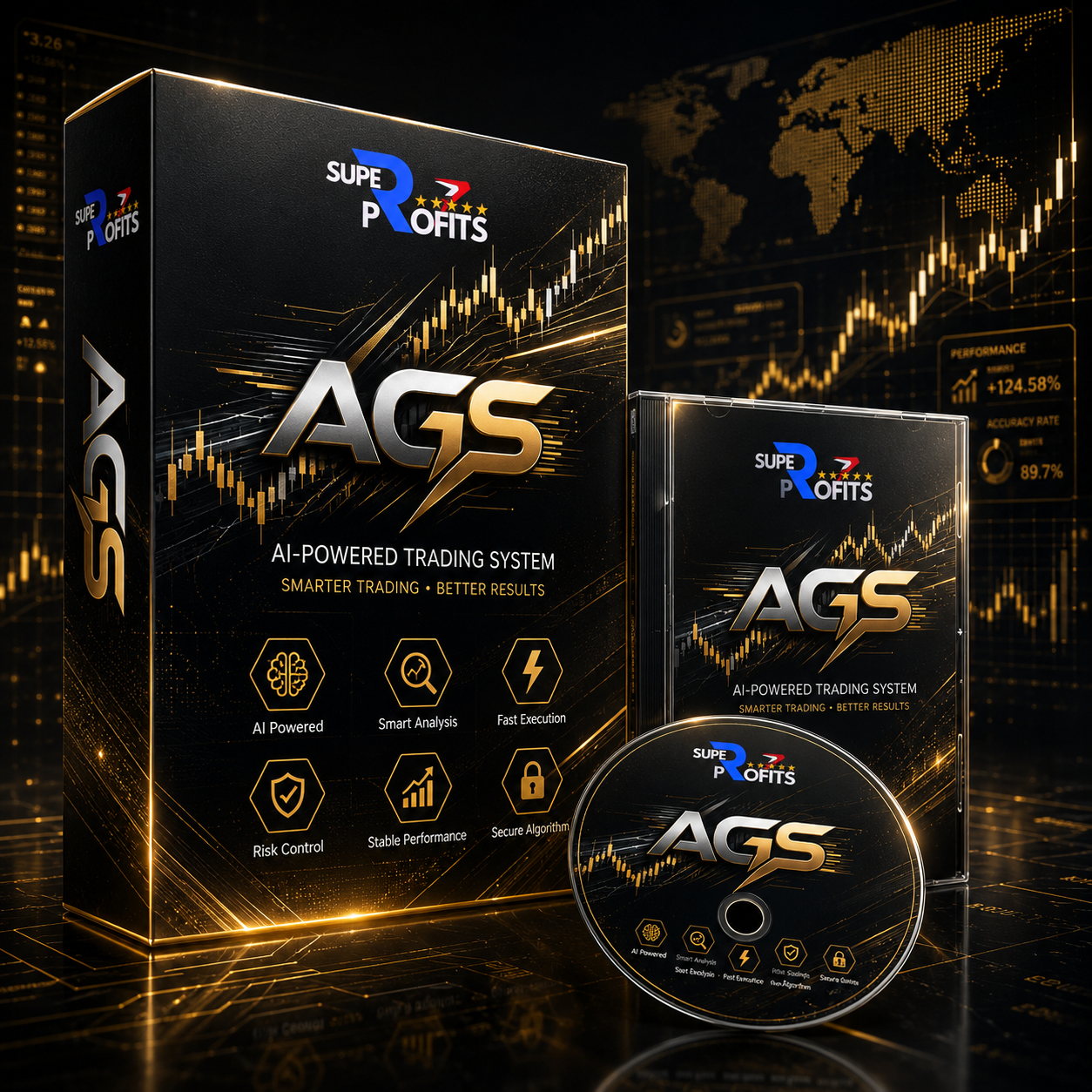 Adaptive Gold Scalper EA MT5 Adaptive Gold Scalper EA MT5 product box display showcasing gold bullion graphics and futuristic trading intelligence