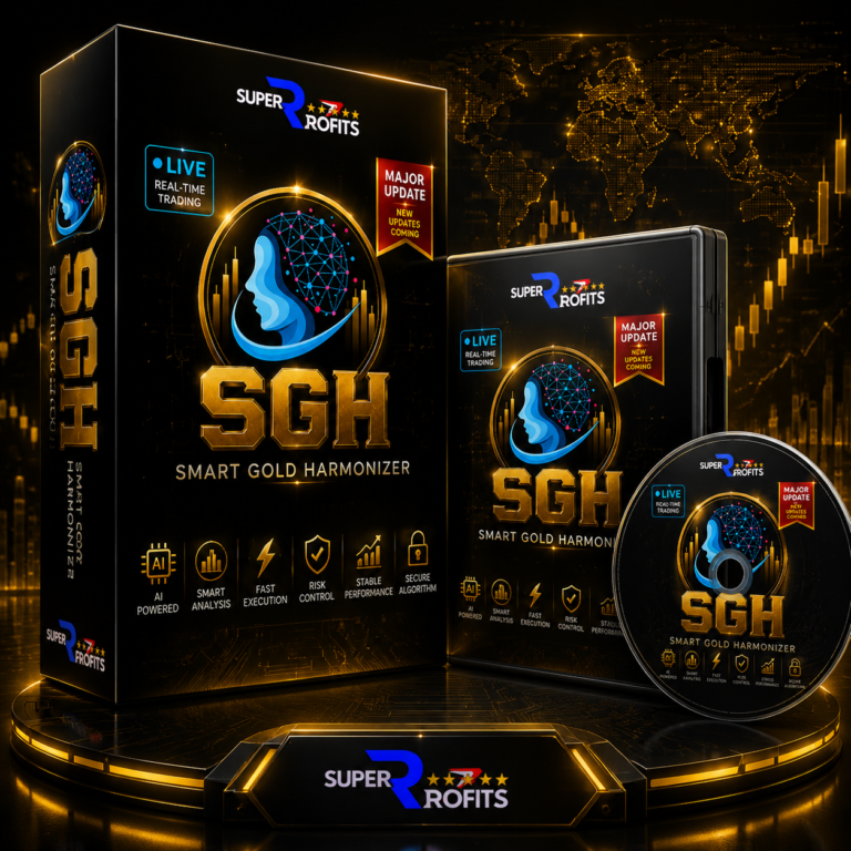 Smart Gold Hunter EA MT5 product box display showcasing gold scalping features and futuristic robotic design